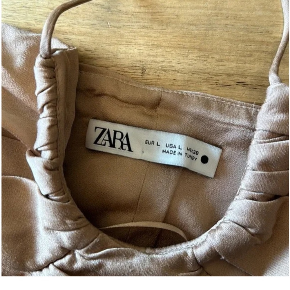 Zara Tan Ruched Crop Top - Picture 9 of 14